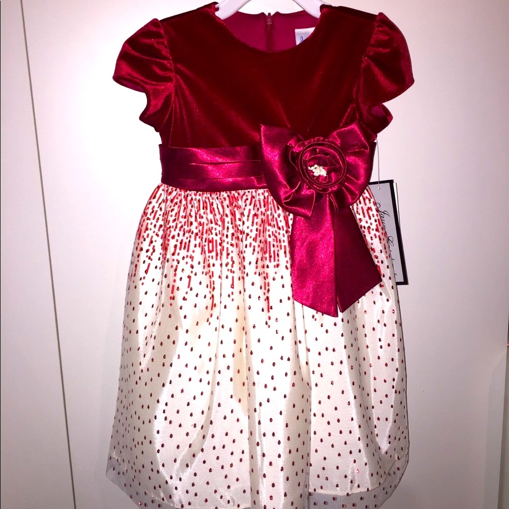 NEW Red Velvet Sparkle White girl Dress - Picture 1 of 3